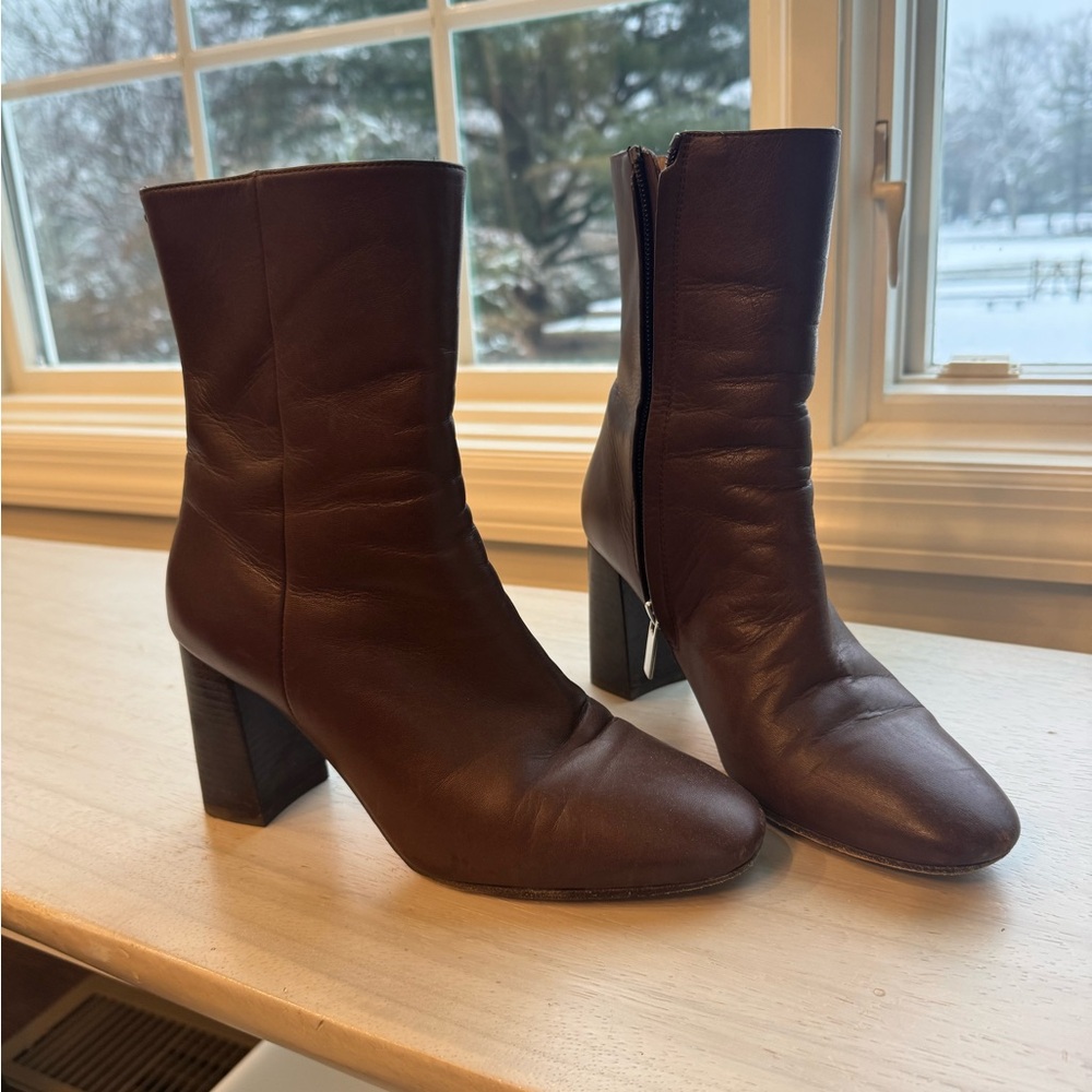 Women's Brown Leather Heeled Ankle Boots